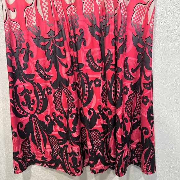 Reborn New York Dress Knee Length Pink MultiColor Stretch Cap Sleeves Womens 1X - Picture 6 of 7